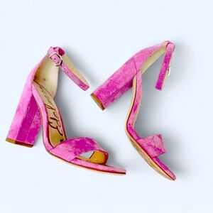 Sam Edelman Vibrant pink suede block heels size 5 leather upper
